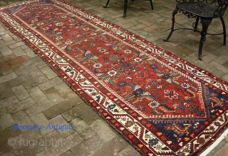 Runner-- 3 ft 9 x 11 ft 10 in. Nice honest west Persian Village rug. A few white dots mainly on one end. Otherwise good and solid. Call me for concise in  ...