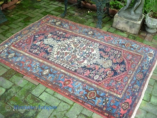 Hamadan. 4 ft 3 x 6 ft 5. West Persian Village rug with white anchor medallion and turtle border. We just posted a whole slug of fresh stuff. Check it out @  ...