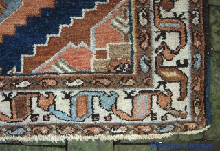 cf. Saveh Region-- 3 ft 5 x 4 ft 11. Uncluttered. Decorative. Good condition We just posted a whole slug of fresh stuff Check it out @ http://www.montaine-antiques.com/oriental-rugs/     