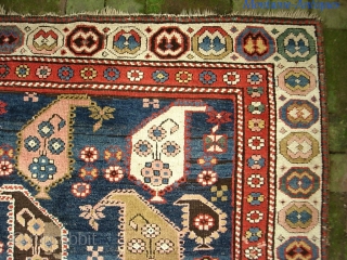 Boteah Kazak 4 ft 9 in x 8 ft 1 in. Beautiful ancient thing in as-found condition. $20 UPS to Lower 48.  Check out recent finds @ http://www.montaine-antiques.com/oriental-rugs/    