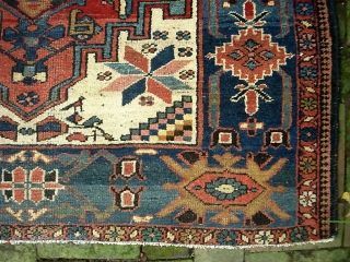 Bahktiari 4 ft 1 in x 5 ft 8 in. Beautiful old thing with knockout colors.  $20 UPS to Lower 48.  Check out recent finds @ http://www.montaine-antiques.com/oriental-rugs/    