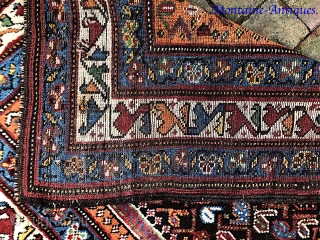 NW/Kurd-- 3.5 x 6.7--  Brown weft. Someone  loved this rug and spent at least $1000 reweaving the guards on both ends. Exceptional work. Slightly lowish in the center but overall  ...