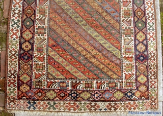 Kurdish 4 ft 1 inches by 8 ft. Bags are common but it is very unusual to find a large rug from this tribal group. Cool design and wonderful natural colors. Great  ...