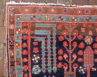 Tribal Village. 4 ft 5 inches x 6 ft. Cool turn  of the century with classic old Bakshaish design. Pretty rare thing! Real good condition w/ full pile. Innocuous rip repair  ...