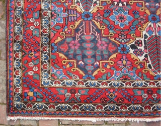 Bahktiari-- 5 ft 0 inches x 6 ft  5 inches. A squarish rug several notches better than your average garden variety garden Bahktiari. Extra pretty colors and no apologies for condition.  ...