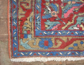 Heriz-- 2 ft 8 inches x 4 ft 8 inches. Rare small size and unusual design and very nice colors. Weave is good and fairly compact. Condition is pretty good tho not  ...