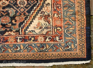 Malayer-- 3 ft 5 inches x 5 ft  1 inches. A very fine plush thing in near mint condition. Very fine weave. Could pass for a Sarouk on top. Pile is  ...