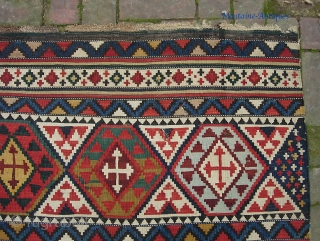 Shirvan/Kuba?  5 ft 1 x 10 ft 1 in. Incredibly finely woven huge antique kelim. Look very carefully as it has several moth holes mainly through the center. The fellow from  ...