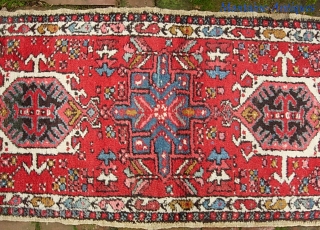 Karaja mini-runner. 1 ft 10 x 5 ft 10 inches. Colorful and decorative little rug. Principal attraction is unusual size. I'm thinking-- a nice thing to have on hand for a retail  ...