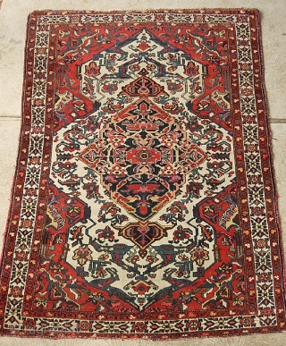 Antique Malayer --4 ft 5 inches by 6 ft. 6 inches. Really nice single weft classic Feraghan type ivory medallion with lots of reds. That's why I called it a Malayer. But  ...