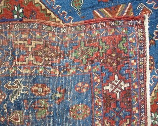 Afshar. 5 ft 6 in x 7 ft 0 in. Bright baby Blue field and herds of various animal. Overall fairly thick but shows a smattering of foundation here and there. Some  ...