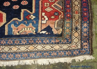 Old Persian. 4 ft 7 x 7 ft 1 inches. Decorative old rug with sensational colors. Dated in several places and looks like they were aiming to say 1300. That would put  ...