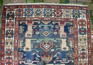 Bahktiari- 3 ft 7 inches by 5 ft 10 inches. Anything unusual is good-- and this is certainly unusual.  Motifs are hard to characterize but seem maybe Kurdish inspired. Nice soft  ...