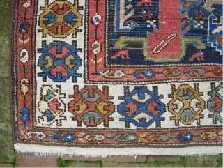 Bahktiari- 3 ft 7 inches by 5 ft 10 inches. Anything unusual is good-- and this is certainly unusual.  Motifs are hard to characterize but seem maybe Kurdish inspired. Nice soft  ...