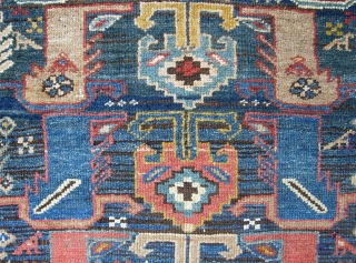 Bahktiari- 3 ft 7 inches by 5 ft 10 inches. Anything unusual is good-- and this is certainly unusual.  Motifs are hard to characterize but seem maybe Kurdish inspired. Nice soft  ...