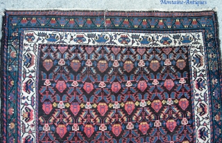 Malayer Runner 3 ft 4 x 12 ft 1 inches. Beautiful and lively. Very crisp old rug with fine weave. Fantastic shimmery colors. Even pile w/no exposed foundation except for the crease  ...