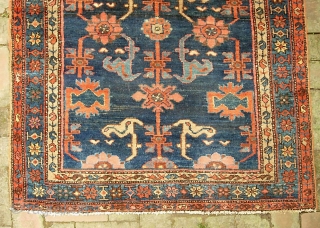 Hamadan-- 3 ft 3 in x 6 ft 3 in. Indigo field with all good colors. Interesting salmon design. Possibly Mehriban. Condition is good, original,  no repairs. $20 for UPS shipping  ...