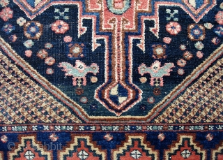 Afshar. 3 ft 11 inches by 5 ft 3 inches. From a rug collector's collection. extra fine and precise knotting. Little chickens, human figures, and various early south Persian tribal designs and  ...