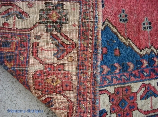 Early Afshar on wool foundation. 3 ft 3 by 3 ft 6 in. Charming tribal piece.                 