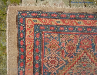 Camel Hamadan. 3 ft 2 inches by 10 ft 1 inches. Real old one-- possibly 19th century. Wool foundation. There are two old square reweaves. Even low pile and a couple small  ...