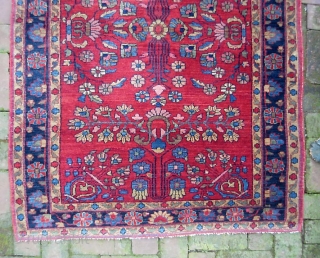 Mohajeran Sarouk. 3 ft 6 x 5 ft 0. True Mohajeran weave with fine precise knotting. Call me for detail condition report. However, someone spent $1000 reweaving the end guards. Aside from  ...