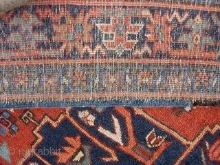 Karaja. 3 ft 8  by 4 ft 5 inches. Ancient Serape looking thing with real archaic open field design. Weave is like a Bakshaish or Serapi with depressed warps. Maybe just  ...
