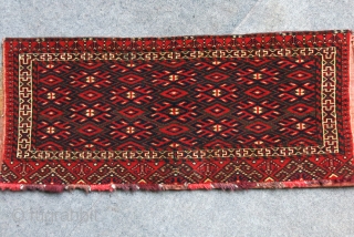 Turkmen Goklan torba.. Cotton Wefts, traditional saturated colors and motifs with tight weave. Circa 1920s. Size : 37" - 16"  - 95 cm - 40 cm      