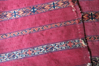 Turkmen tekke pile band chuval face, fine Tekke weave with natural colors, couple little wears/ folded sides. Circa 1900 or earlier. size : 49" X 28" - 124 cm X 72 cm 