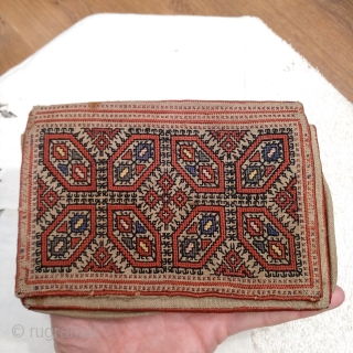 Antique Greek silk embroidered small bag.                           
