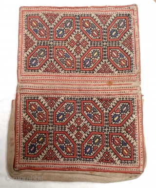 Antique Greek silk embroidered small bag.                           