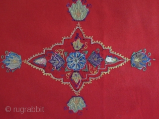 Persian Rashti duzi textile. Silk embroidery on banat. Size: 20" x 28" - 52 cm X 72 cm.               