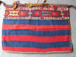 Southe Eastern Anatolia Marash Elbistan tribal grain bag - Chuval all wool with original side strap. Circa 1920 -1930 Size : 43" - 31" - 110 cm X 80 cm.   