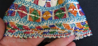 Syrian Durzi beaded hat. Glass beads on cotton.                         