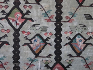 Balkan kilim. Some worn areas as can be seen on photos. Size 39.3" x 114" - 100 cm x 290 cm.            