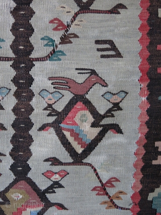 Balkan kilim. Some worn areas as can be seen on photos. Size 39.3" x 114" - 100 cm x 290 cm.            