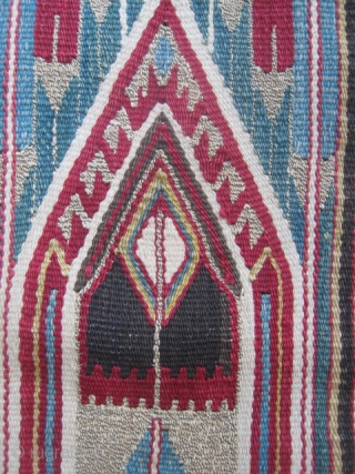 West Anatolian[Helvacı] or Syrian Kilim?With silver.200x130cm.Good original condition.                         