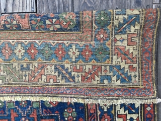 Antique Shirvan Lesghi Star rug, late 19thC. All natural dyes including nice saturated blues and greens. Very good original condition with several 
old professional reweaves. Iconic and detailed design with excellent spacing.  ...