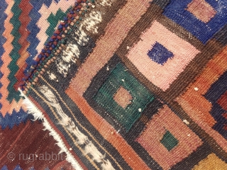 Here is a very stunning antique unusual large size sirjan afshars kilim SW iran Ca.1930s Size 221×155 cm.Most of the kilims you see from this group are sofreh or eating cloths and  ...