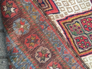 Very decorative antique Kurdish tribal runner, size: ca. 435x102cm / 14'3''ft x 3'3''ft good overall condition, sides and ends rebound. www.najib.de            