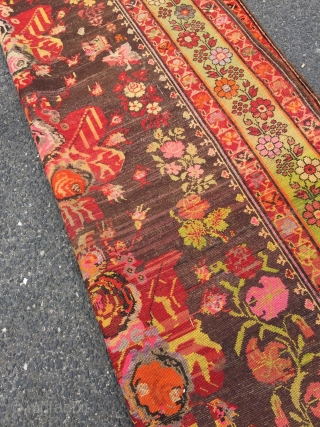 Antique Caucasian Karabagh rug with a so called Gol Farang or French flower design. Age: circa 1910, size: ca. 275x130cm / 9ft x 4'2''ft www.najib.de        