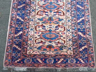 Antique Persian Gerus Bidjar rug on wool foundation, beautiful camel ground color, good condition. Size: circa 230x111cm / 7'6''ft x 3'7''ft
            