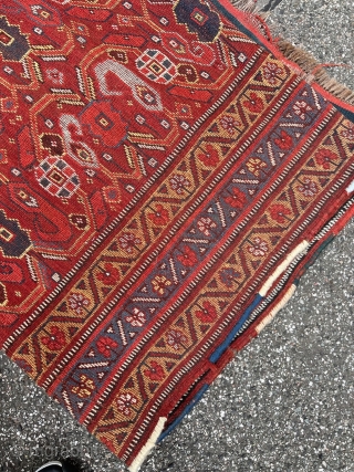 Antique tribal rug woven by Khamseh tribes of Southpersia, size: ca. 270x145cm / 8’9ft by 4’8ft http://www.najib.de                