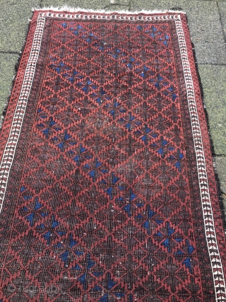 Antique Baluch rug with a minimalistic border, size: 170x88cm / 5'6''ft x 2'9''ft                    