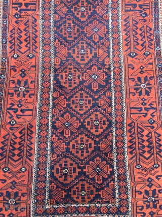 Antique Baluch rug from the 19th century, beautiful border design. Size: ca. 170x87cm / 5'6''ft x 2'9''ft                