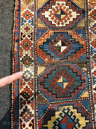 Antique Caucasian Moghan rug, Age: 19th century. Size: 170x90cm / 5'6''ft by 3ft some condition problems but still a very lovely rug           