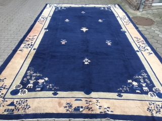 Estate find: Antique oversize Chinese Peking rug, very decorative, size: 520x303cm / 17'1''ft x 10ft , used original condition, some minor localized wear, still very decorative.       