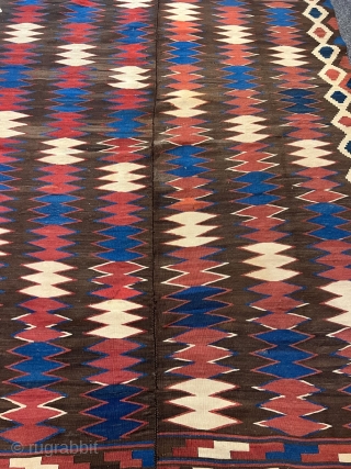 A very nice antique Persian kilim from the Veramin region. Age: 19th century. All natural colors, size: ca. 267x183cm / 8'8''ft x 6ft http://www.najib.de         