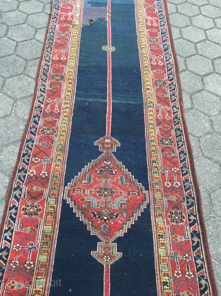 Antique Kurdish runner from Northwest-Persia, wool on wool foundation. Very decorative, size: ca. 525x102cm / 17'3''ft x 3'3''ft , one old repair at one end. www.najib.de       