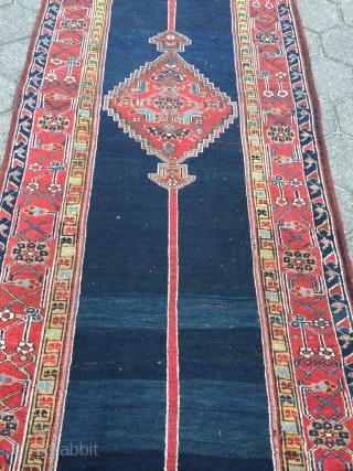 Antique Kurdish runner from Northwest-Persia, wool on wool foundation. Very decorative, size: ca. 525x102cm / 17'3''ft x 3'3''ft , old repair at one end (see pictures).       