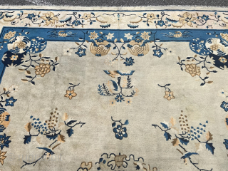 Antique Chinese Peking carpet, beautiful ivory field color. Size: 370x300cm / 12’3ft by 9’9ft http://www.najib.de                  